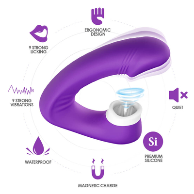 Weibliche 2 in 1 Sex-Zunge, die Vibrator, erwachsenes Neuheit Clit-Sexspielzeug leckt