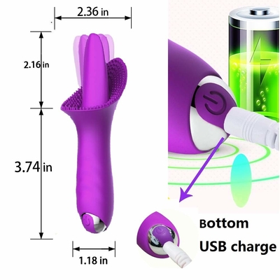 Blowjob-Mundzunge, die Vibrator-Nippel-Sauger-Klitoris-Anreger-Vibrator leckt