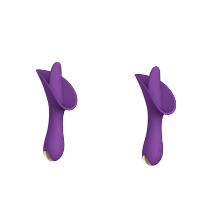 Blowjob-Mundzunge, die Vibrator-Nippel-Sauger-Klitoris-Anreger-Vibrator leckt