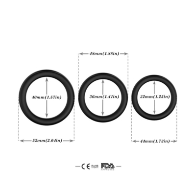 Drei in einer großen Größe 52mm des Silikon Glans-Hahn-Ring-IPX7 für Verzögerungs-Ejakulation