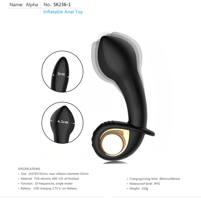 10 Modus-aufblasbarer analer Kolben-Stecker Dildo-homosexuelle Prostata-Toy Anal Sex Toys For-Männer