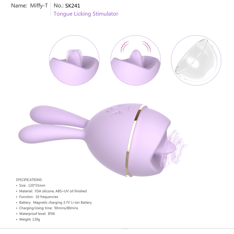 Weiches Kaninchen-wasserdichte Doppelbewegungszunge, die Vibrator-Vergnügens-Spielwaren für Frauen leckt
